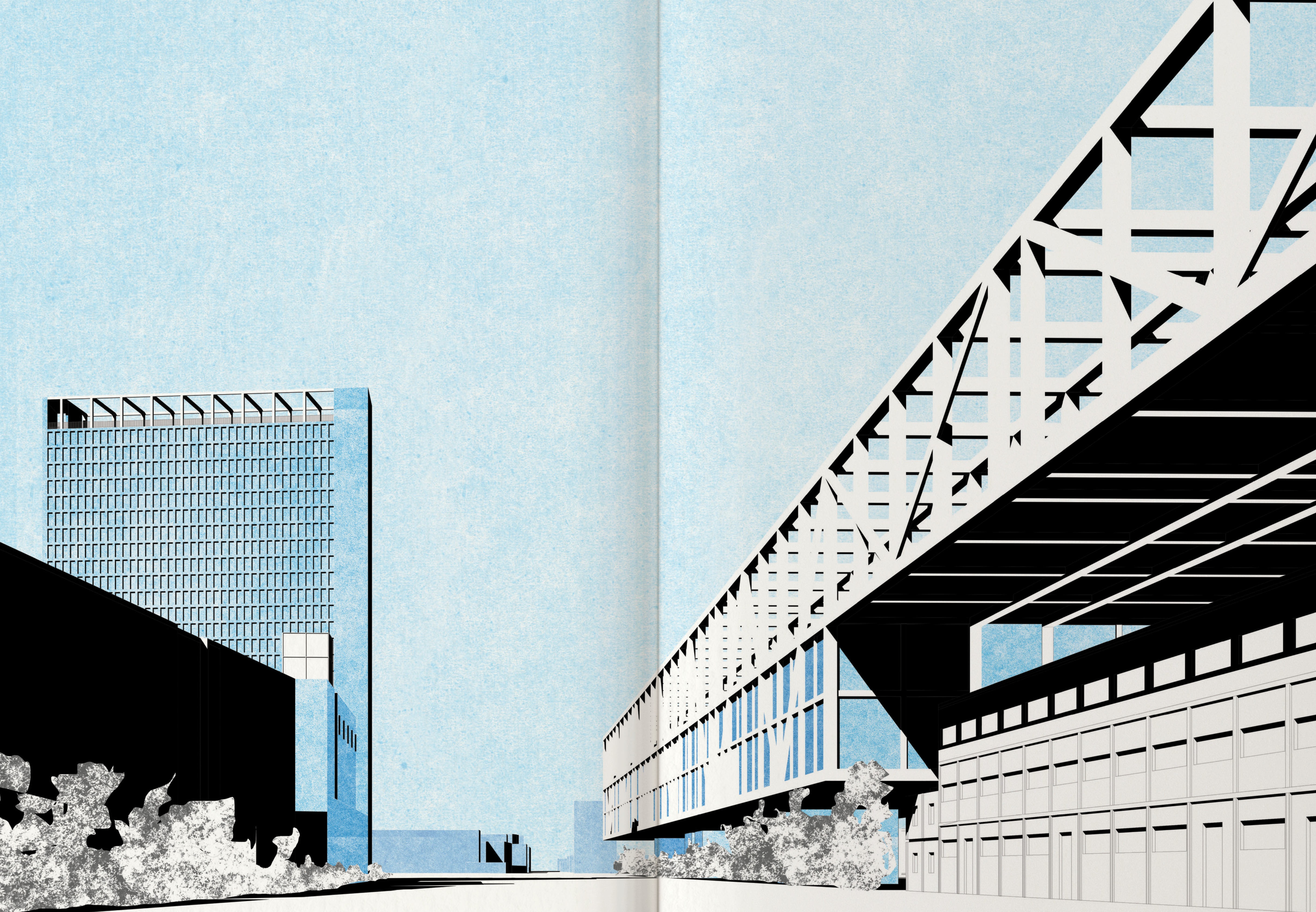Graphic elevation tower and museum